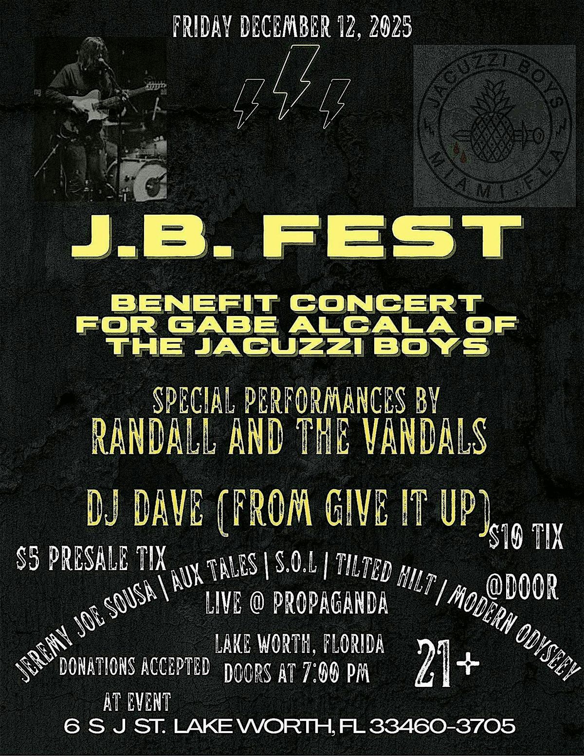 J.B. Fest  Benefit concert for Gabe Alcala of The Jacuzzi Boys