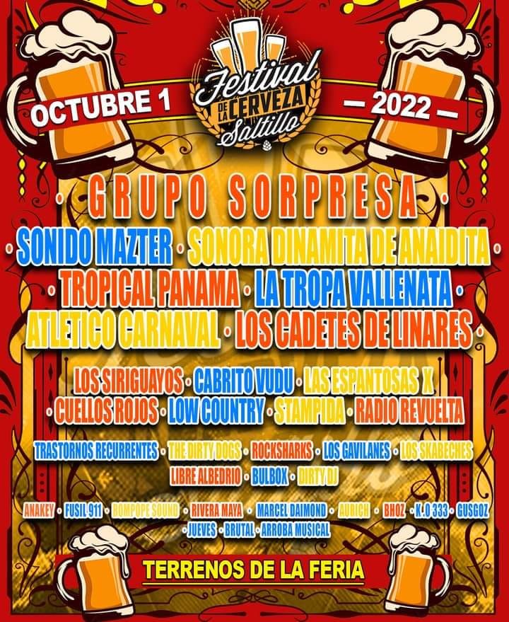 Festival de la cerveza Saltillo 2022 Feria Saltillo October 1, 2022