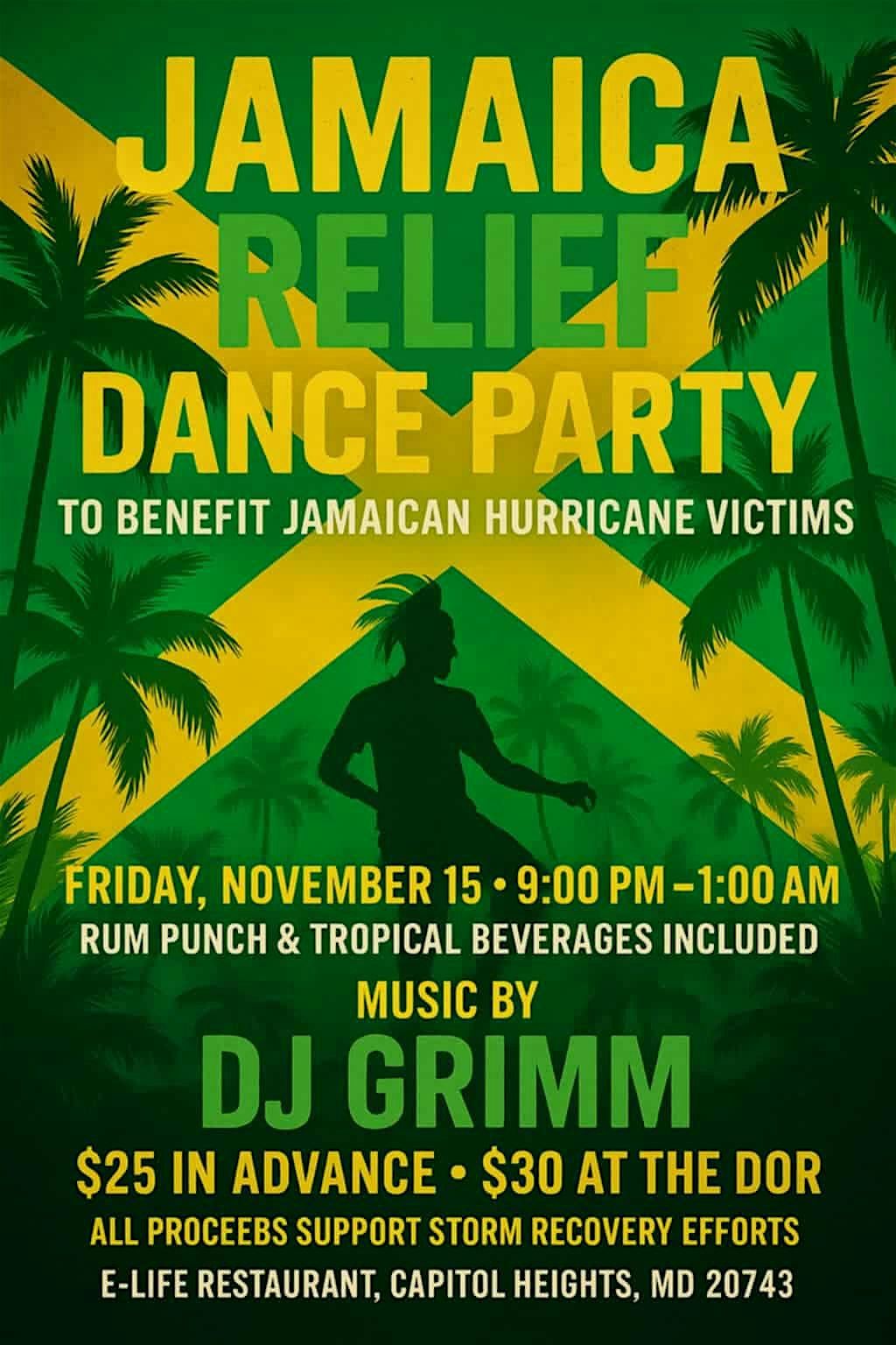 Jamaica Relief Dance Party at ELife