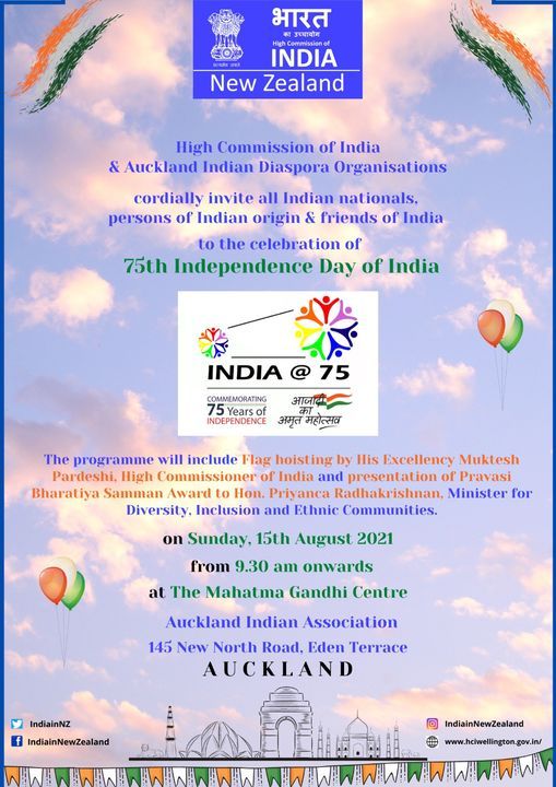 Celebration Of 75th Independence Day Of India In Auckland Mahatma Gandhi Centre Auckland Indian Association August 15 21