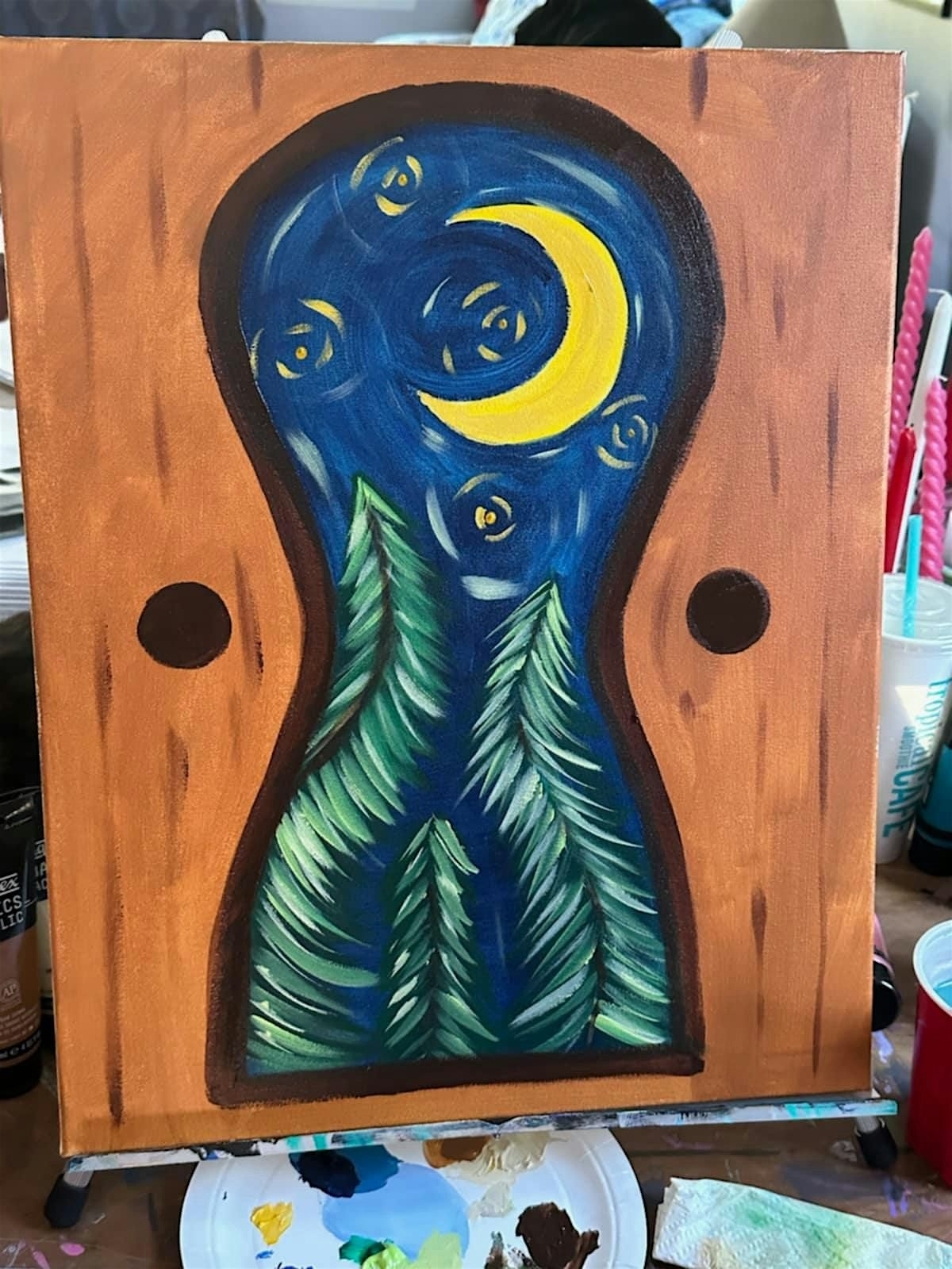 Key Hole Night Sky Paint Night at AliCat Jewels with LaFlash Creativity