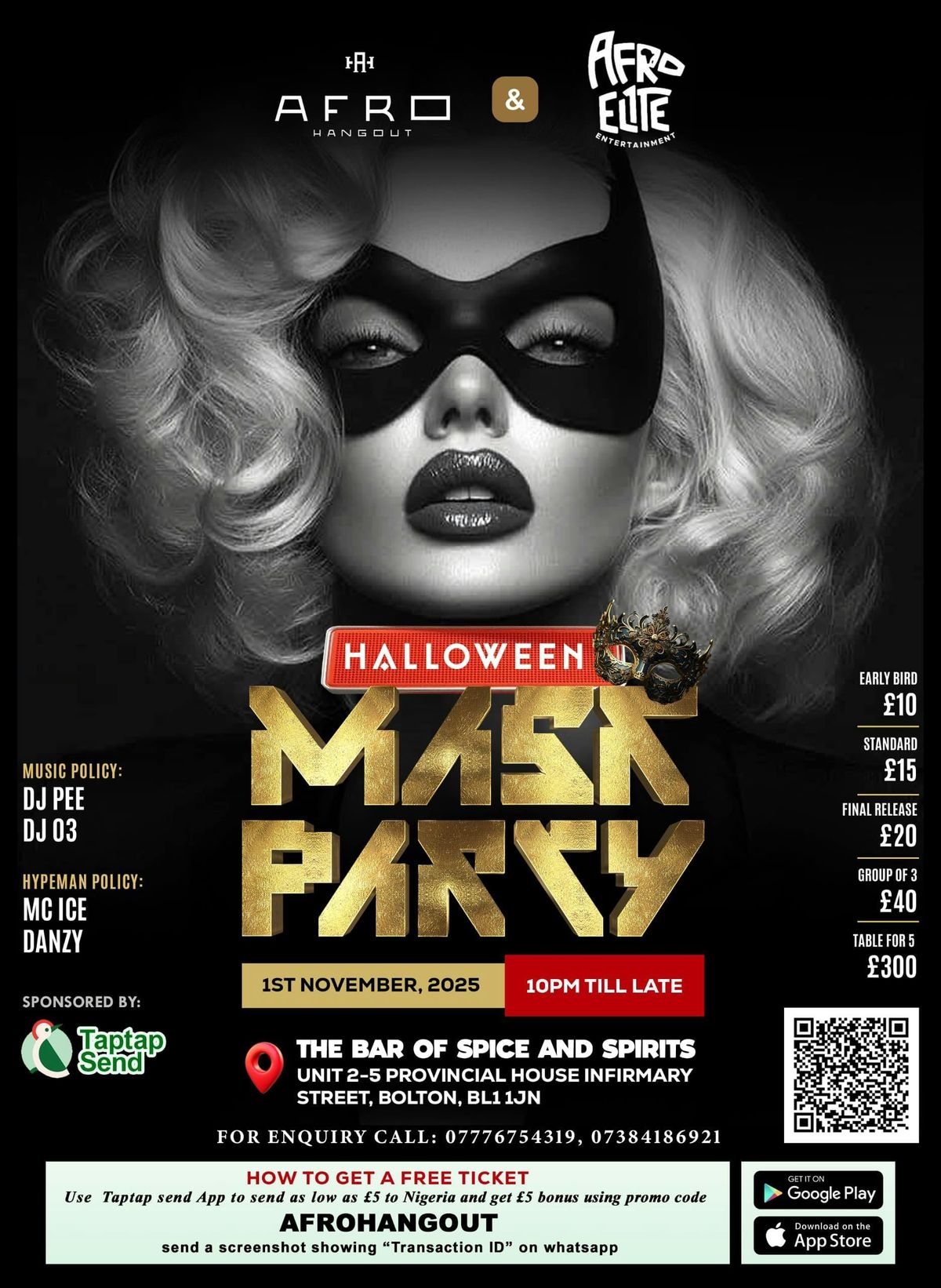 HALLOWEEN MASK PARTY - BOLTON (SAT 1st  NOV 2025)