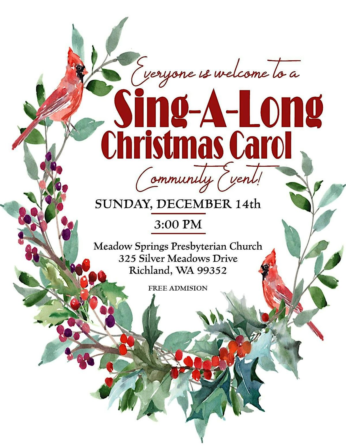 Carol Sing-A-Long Community Event- All invited!