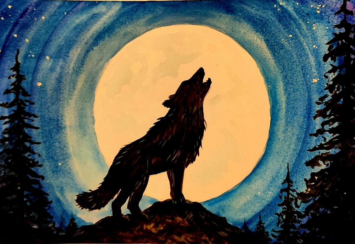Wolf Moon water colour workshop