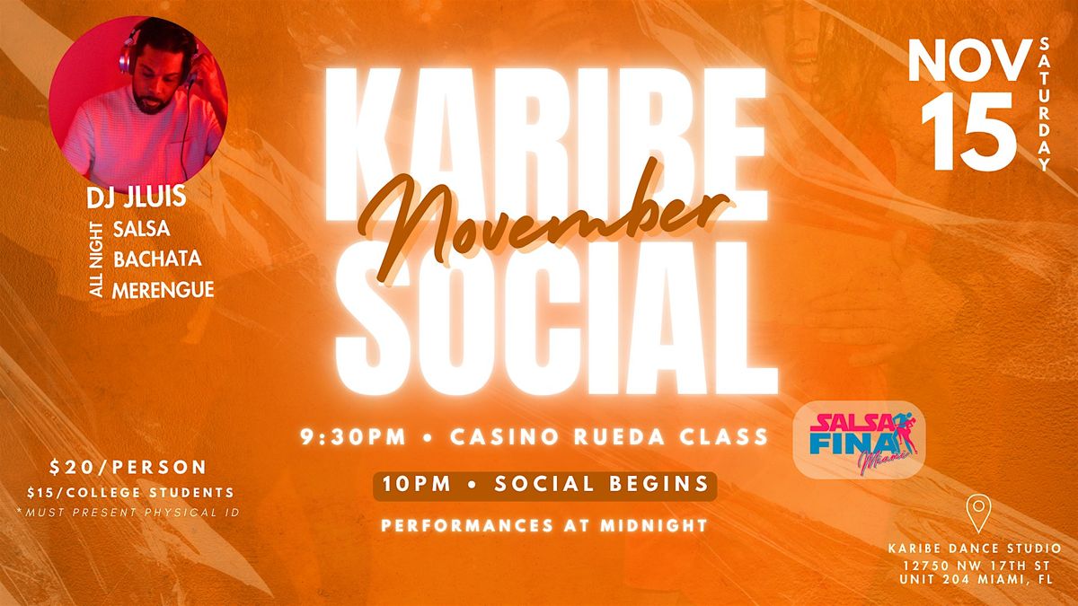 Karibe November Social - Salsa, Bachata, Merengue