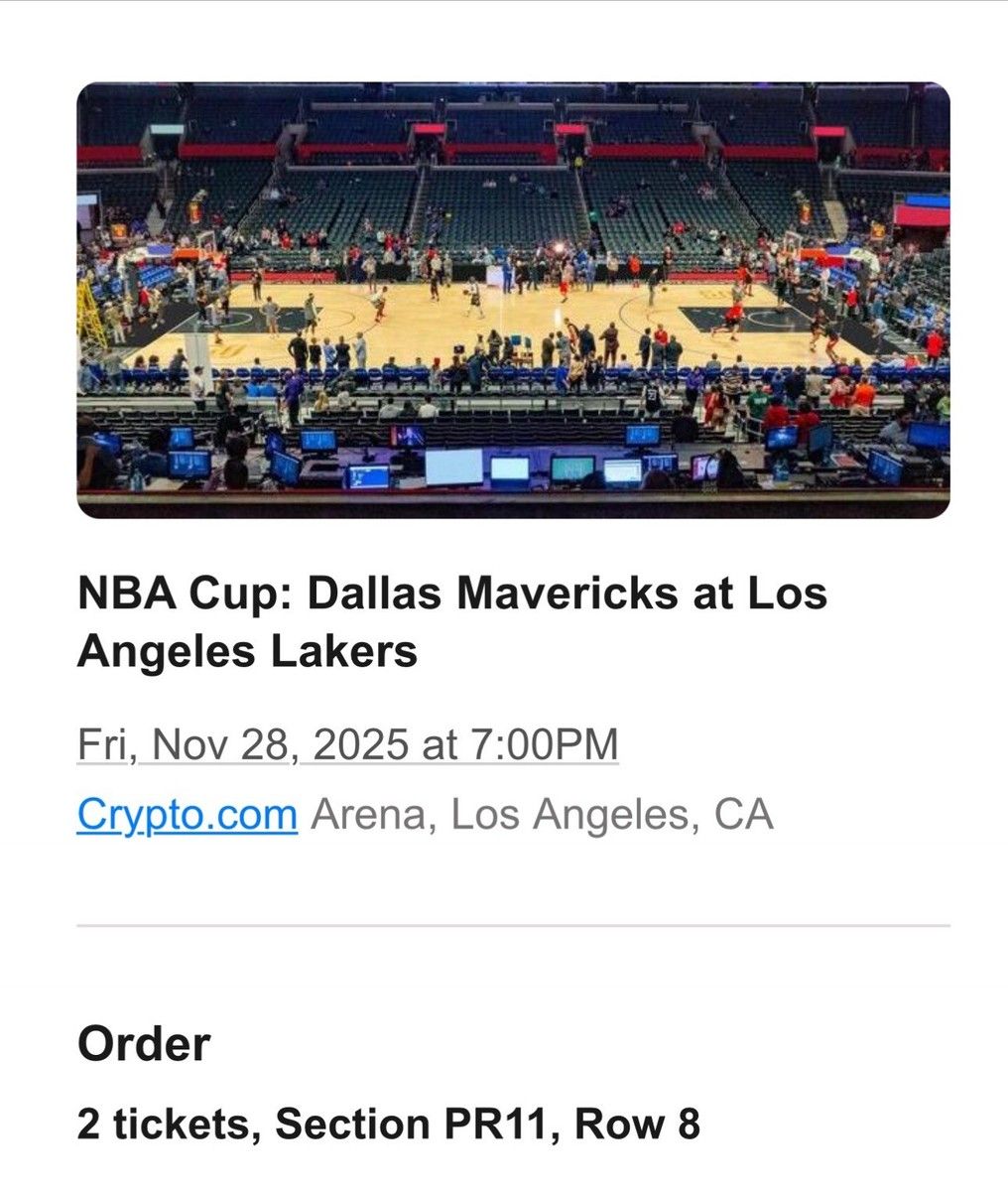 Dallas Mavericks at Los Angeles Lakers - NBA Cup Tickets