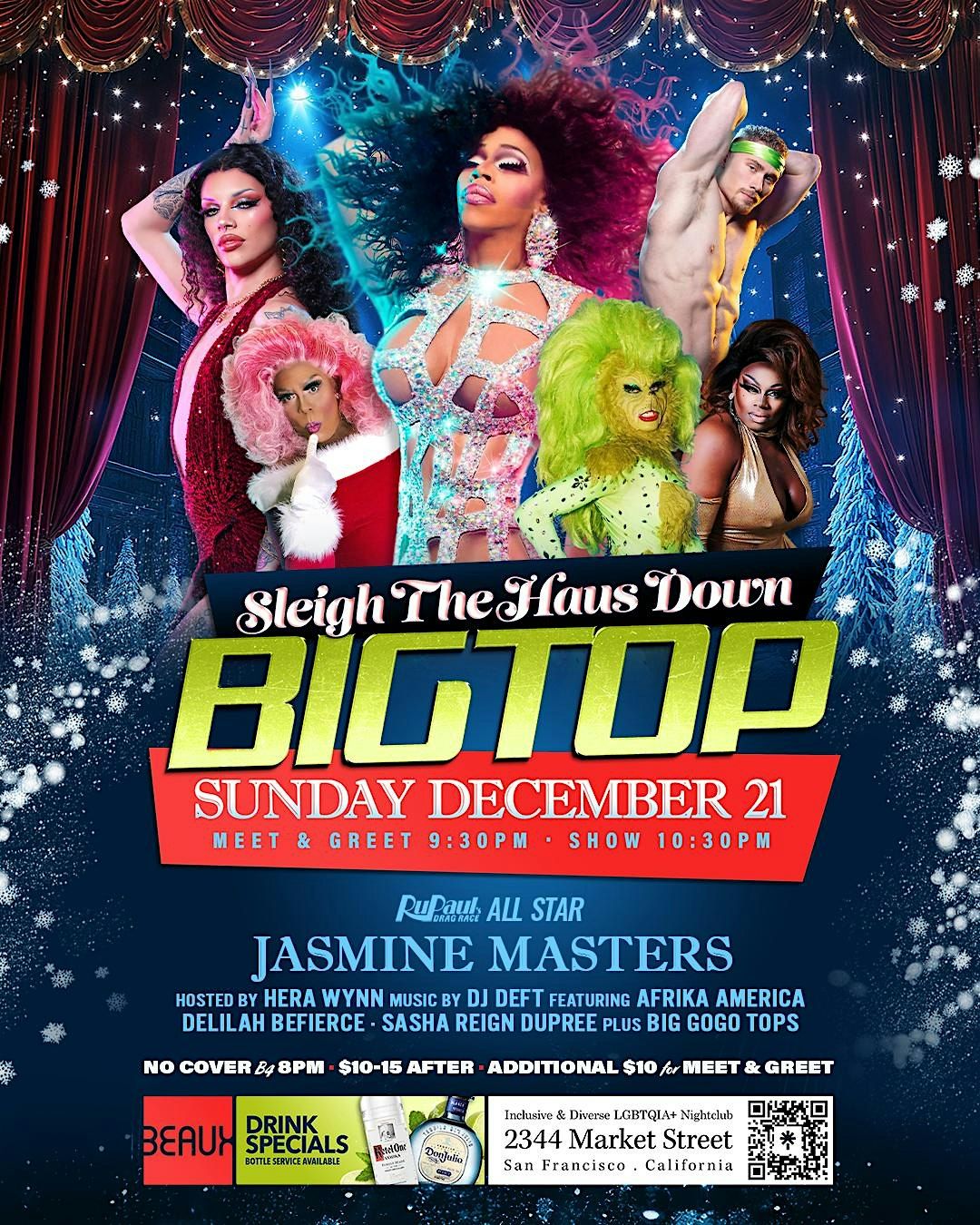 Jasmine Masters  Big Top Sundays at Beaux Dec 21st