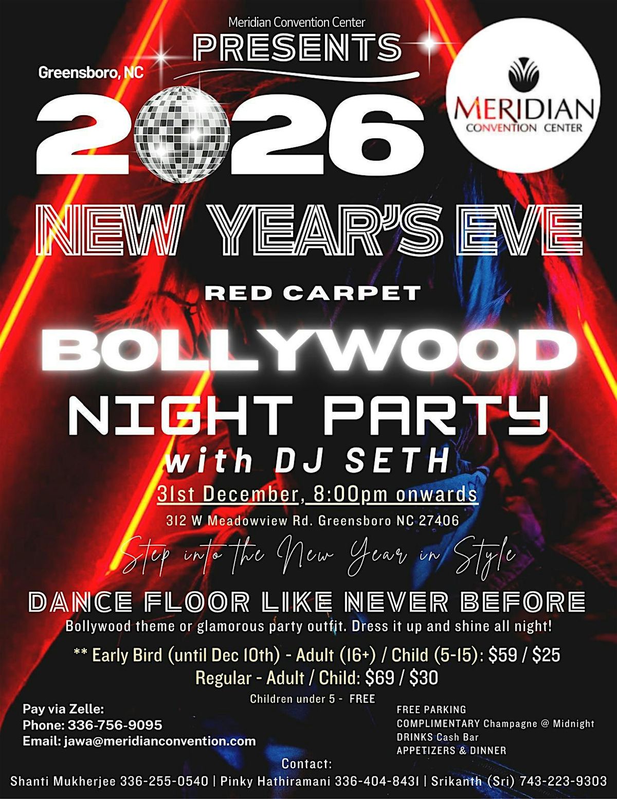 New Year\u2019s Eve 2026  Red Carpet Bollywood Night Party @ Meridian Convention