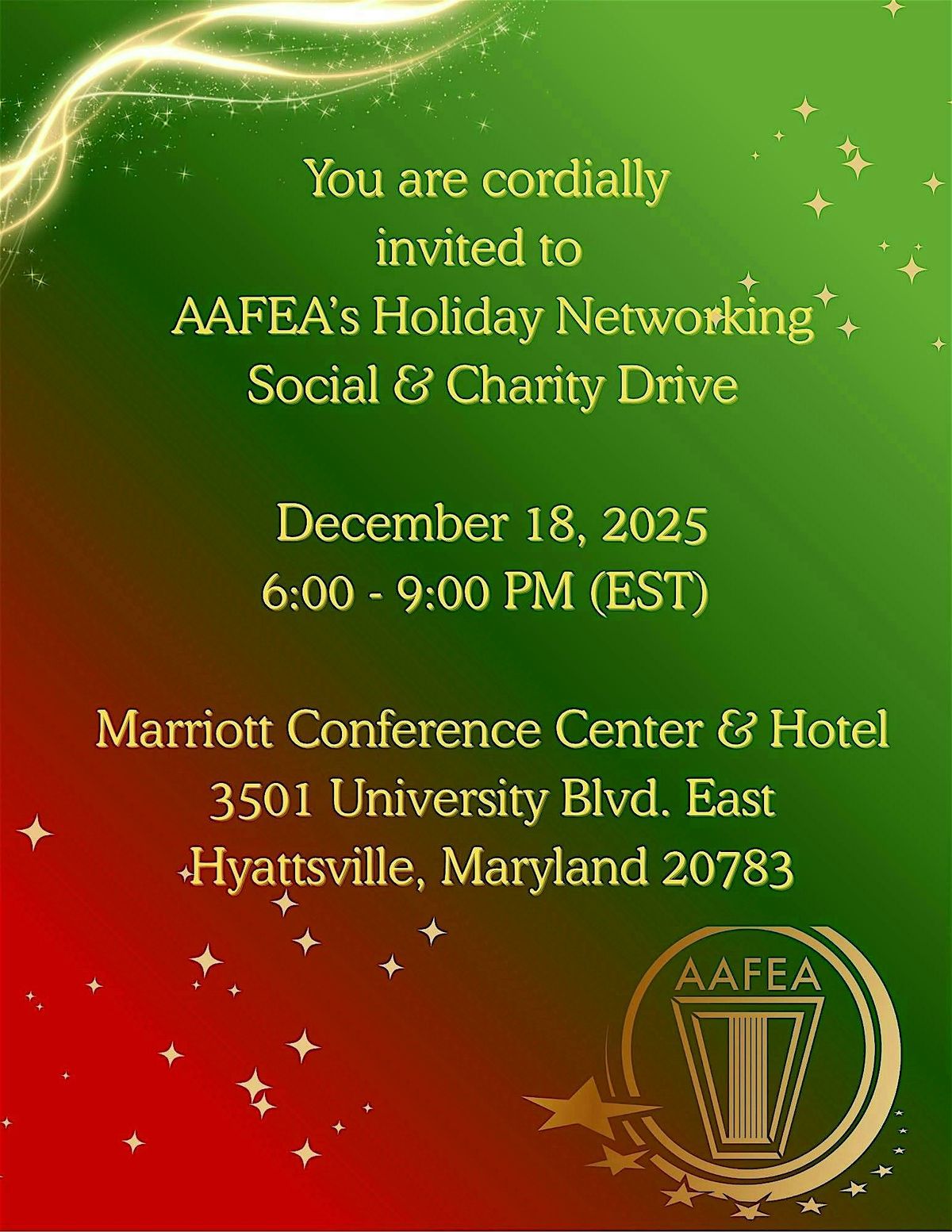 AAFEA Holiday Networking Social and Charity Drive