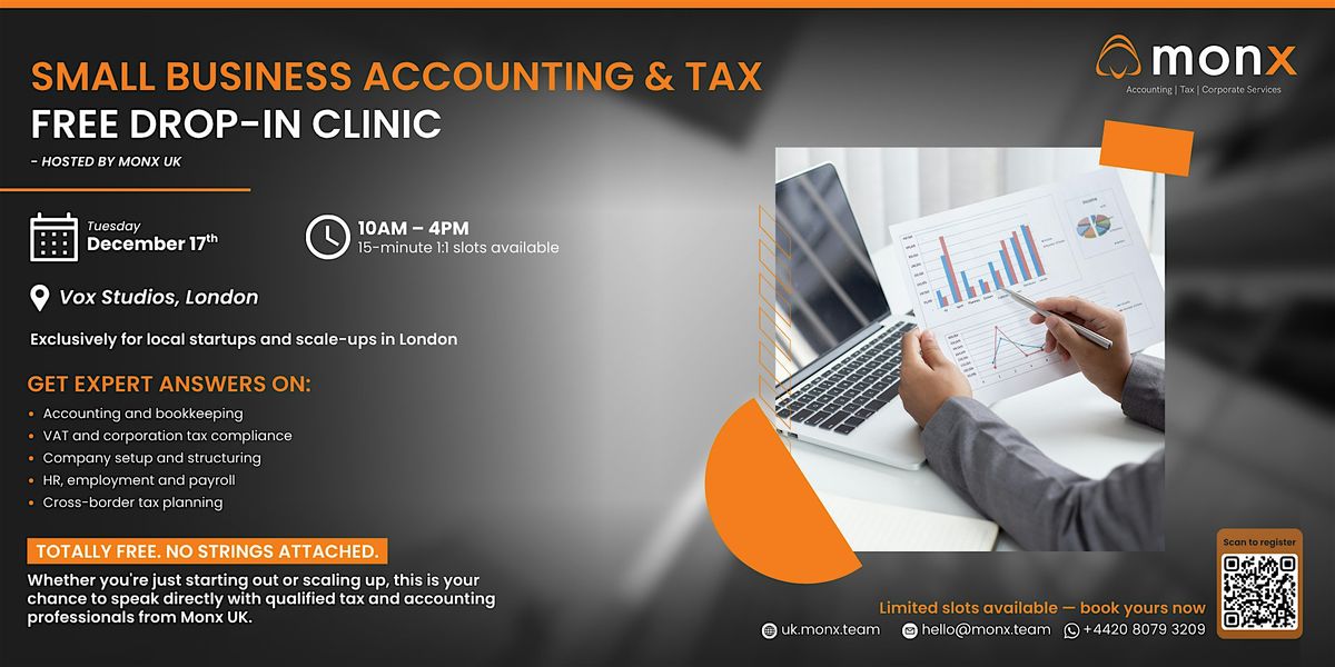 SMALL BUSINESS ACCOUNTING & TAX DROP-IN CLINIC  - Hosted by Monx UK