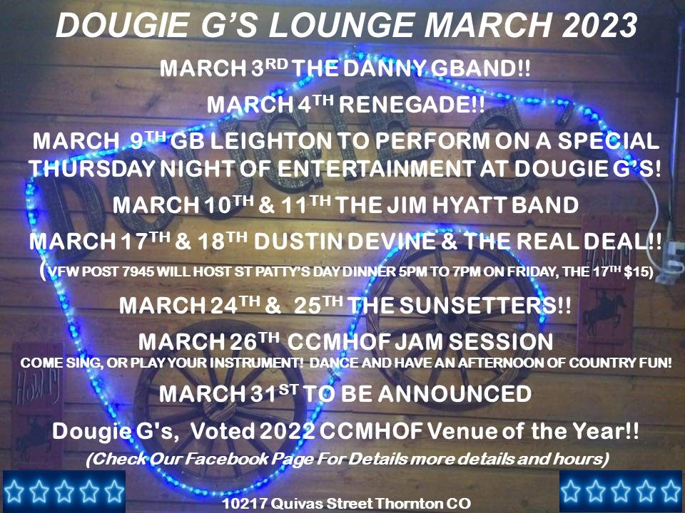 DOUGIE GS LOUNGE MARCH 2023 BAND SCHEDULE 10 COVER 10217 Quivas St