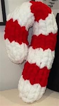 Hand Knitting Chunky Candy Cane Pillow