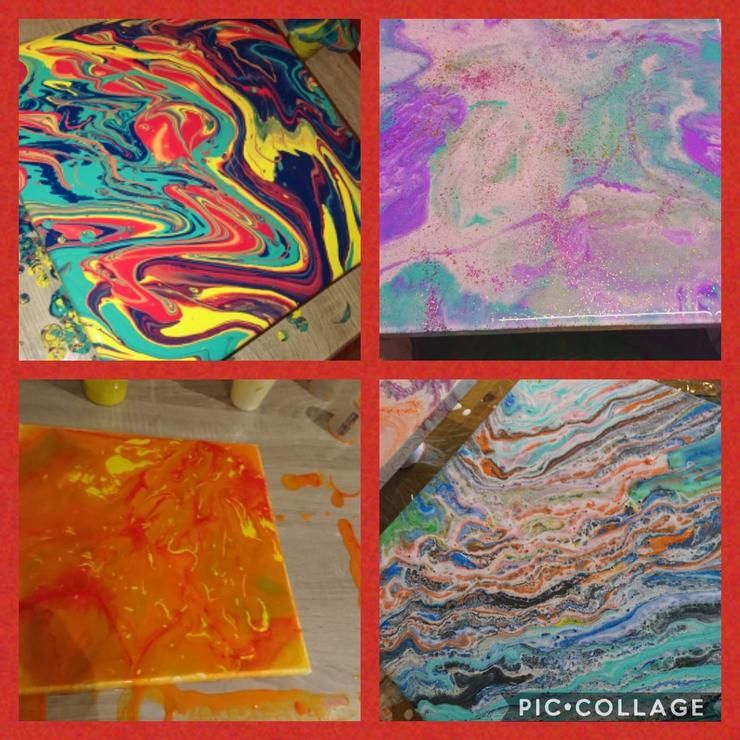 Paint Pouring Tilly Pots, Nottingham, EN August 5, 2022