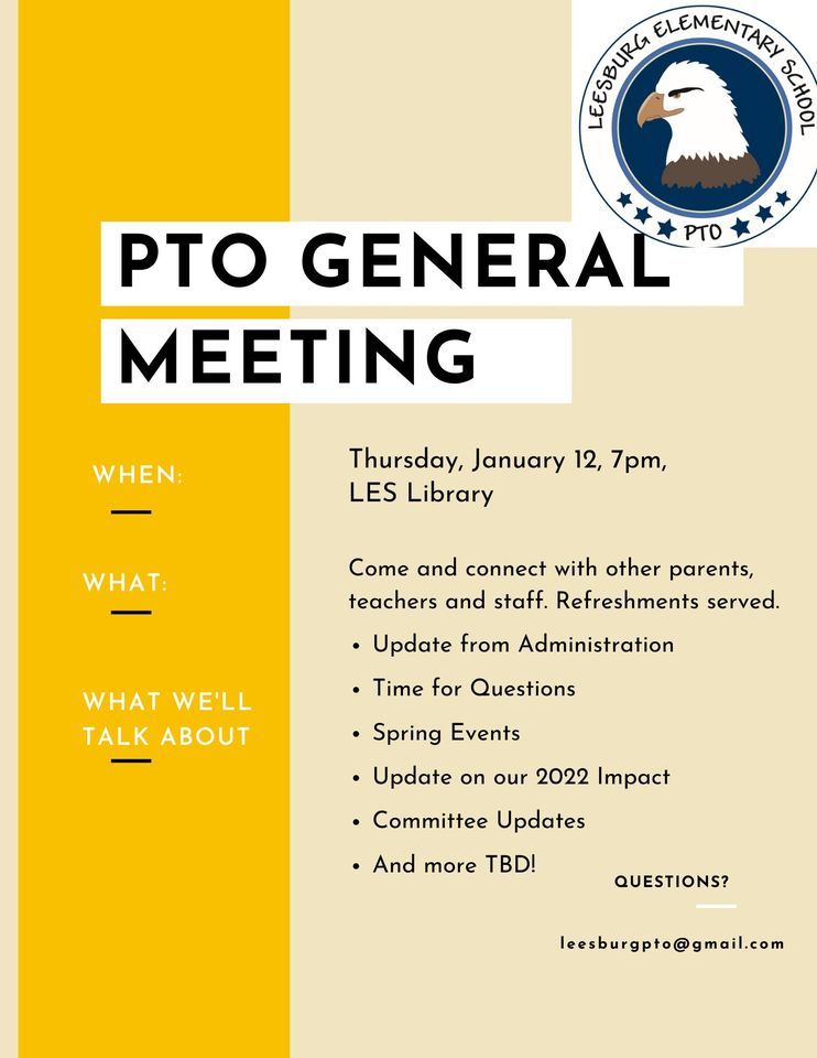 PTO General Meeting | Leesburg Elementary School Parent Teacher ...