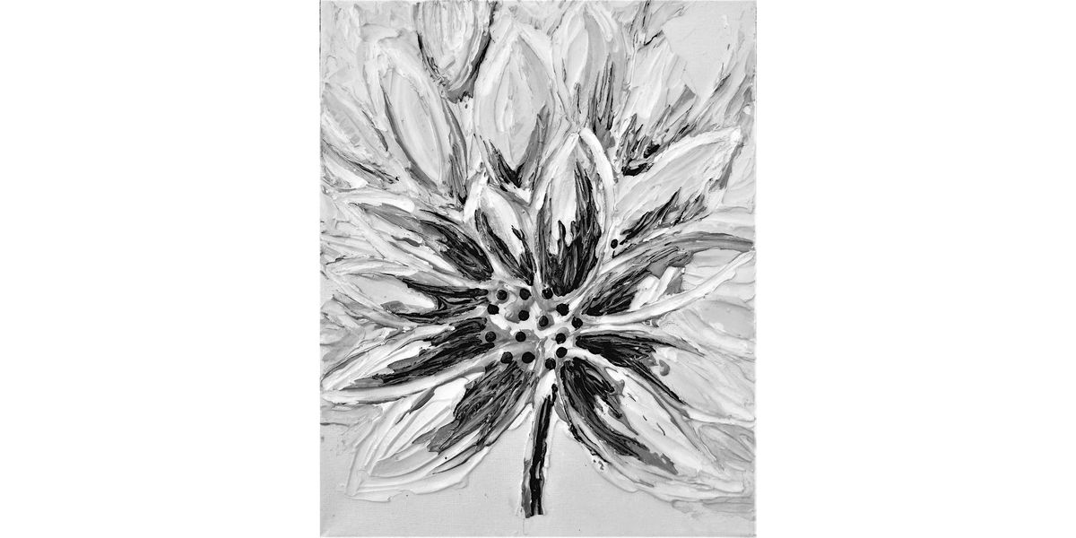 Textured White Flower, Acrylic and Mixed Media on Canvas