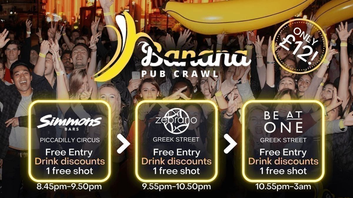 Ending at Be At One - 3 venues - Banana Pub Crawl London