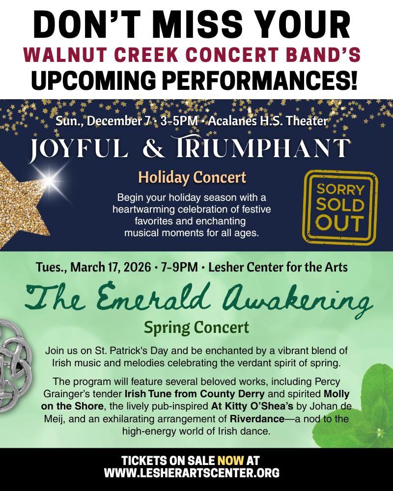 Walnut Creek Concert Band - Spring Concert - The Emerald Awakening at Lesher Center for the Arts - Hofmann Theatre