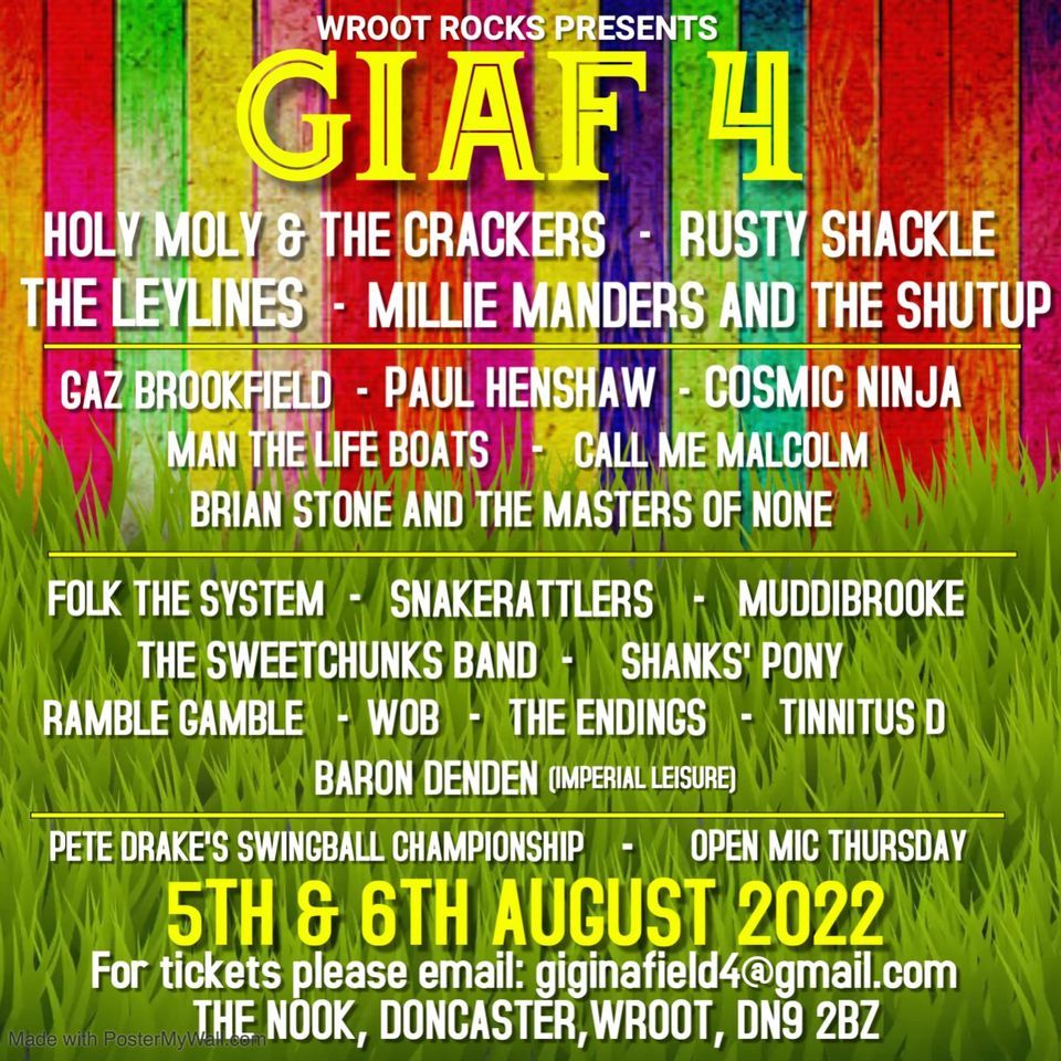 GIAF 4 | WROOT ROCKS, Doncaster, EN | August 4 to August 7