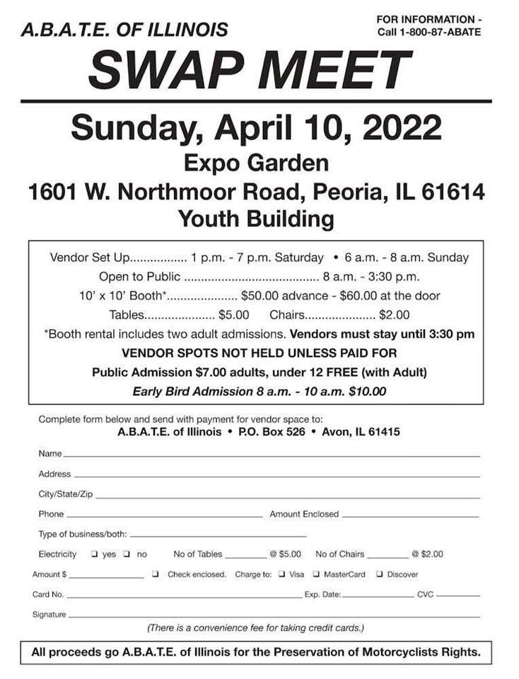 ABATE of Illinois Swap Meet Peoria Exposition Gardens, Peoria, IL