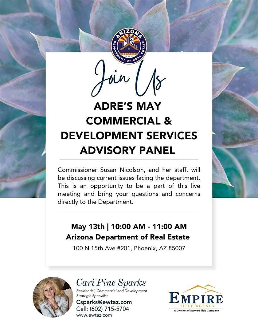 May 2026 ADRE Commercial & Development Services Advisory Panel