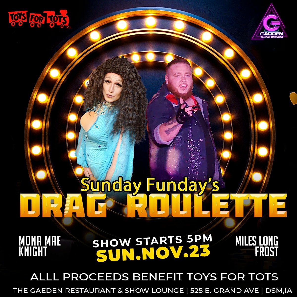 Sun Nov 23 Drag Roulette Show - 5pm Table Reservation