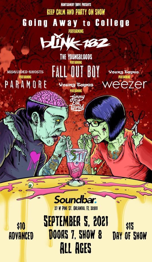 Keep Calm And Party On Blink 1 Fall Out Boy Weezer Paramore Jimmy Eat World Cover Show Soundbar Orlando Fl September 5 21