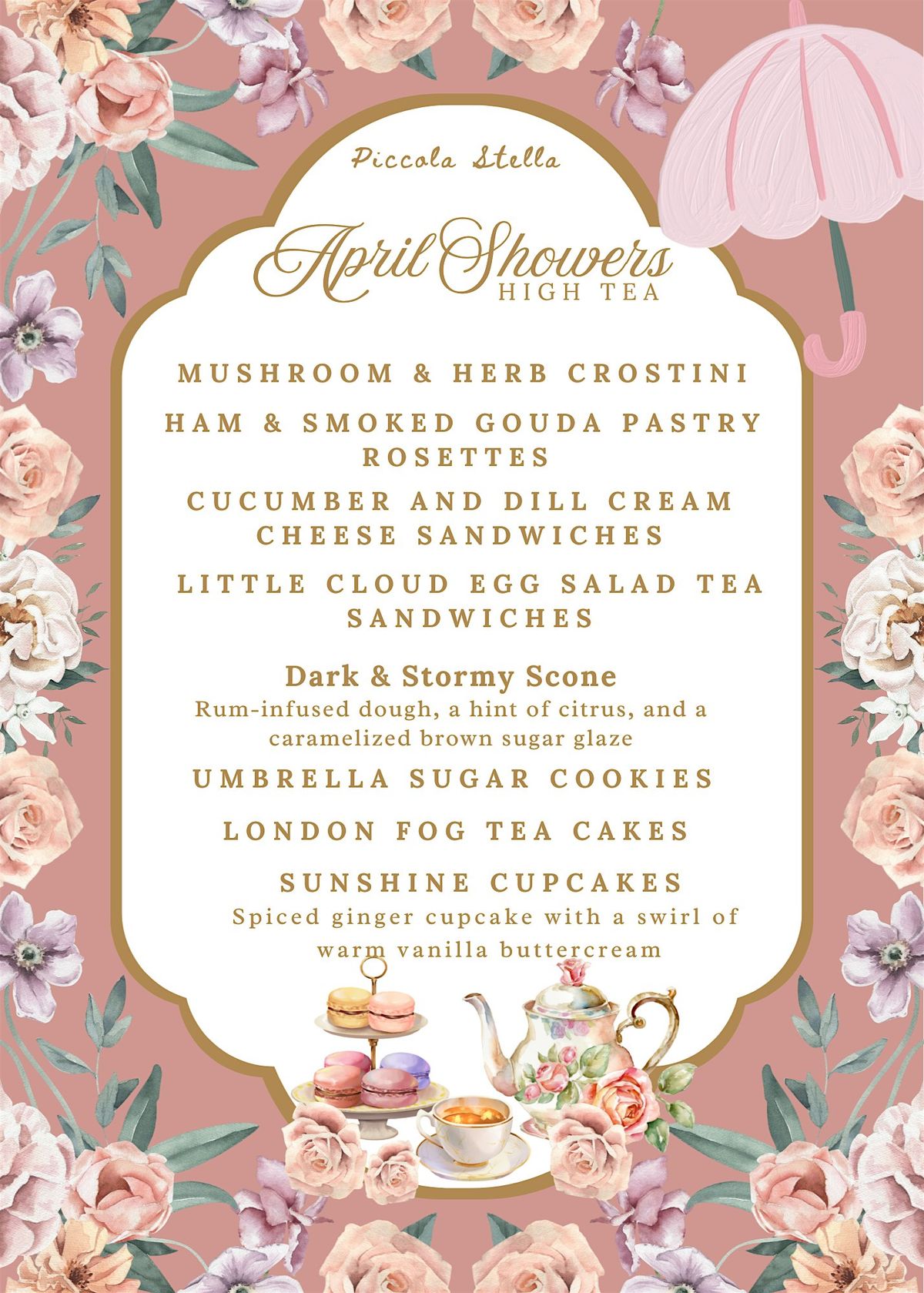 April Tea April Showers High Tea at Piccola Stella, Elizabethtown on 26th April, 2026