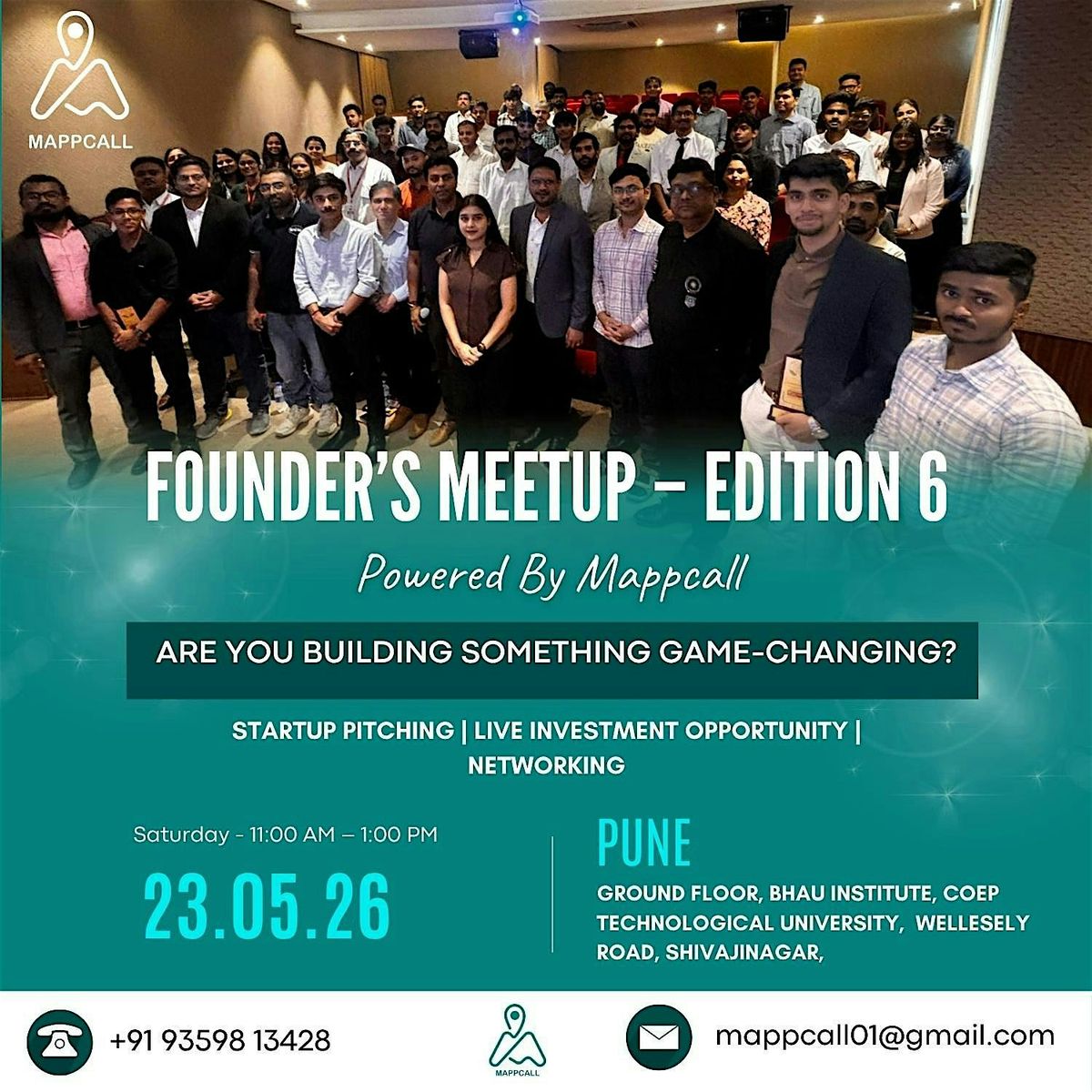Pune Founder\u2019s Meetup \u2013 Edition 6 - Powered by Mappcall