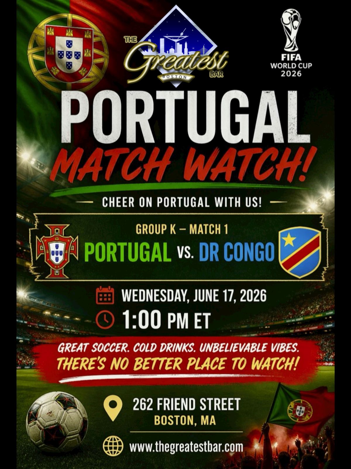 Portugal vs DR Congo World Cup Watch Party at The Greatest Bar