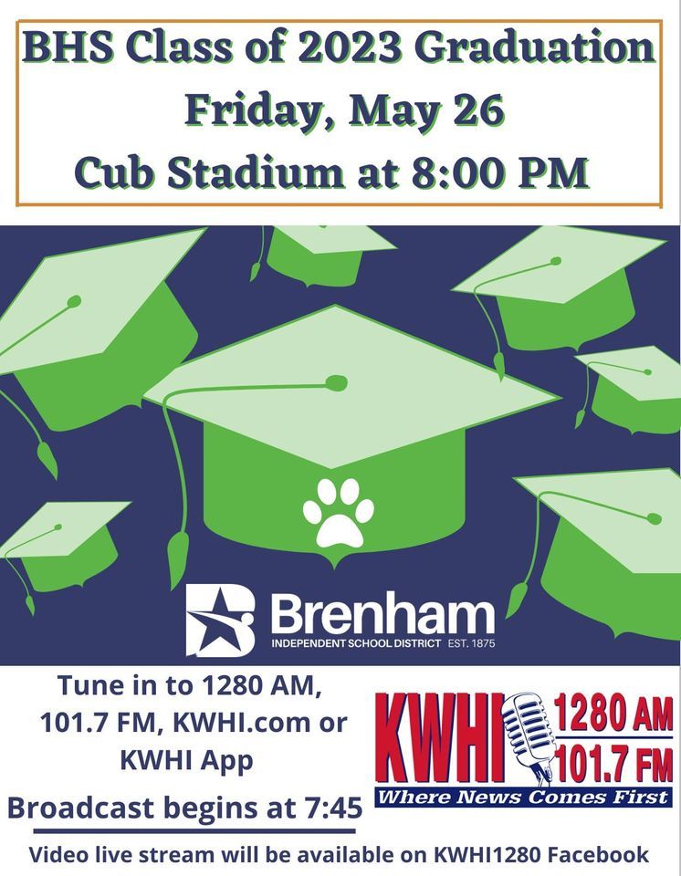 BHS Class of 2023 Graduation at Cub Stadium, Brenham on 26th May, 2023