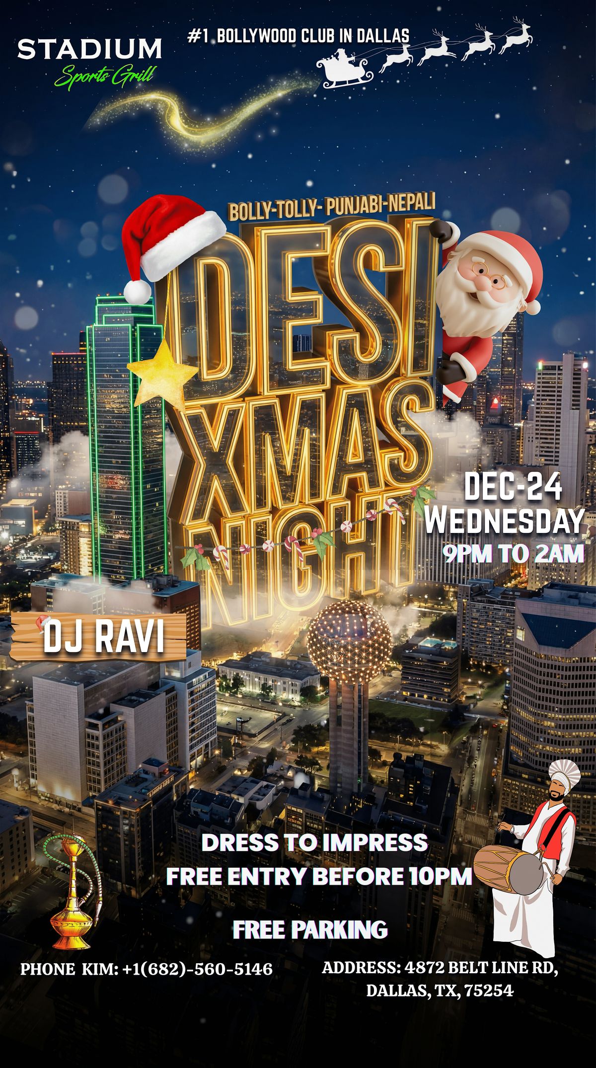 DESI XMAS NIGHT--BOLLY TOLLY MUSIC-DEC 24-WED NIGHT-STADIUM-ADDISON