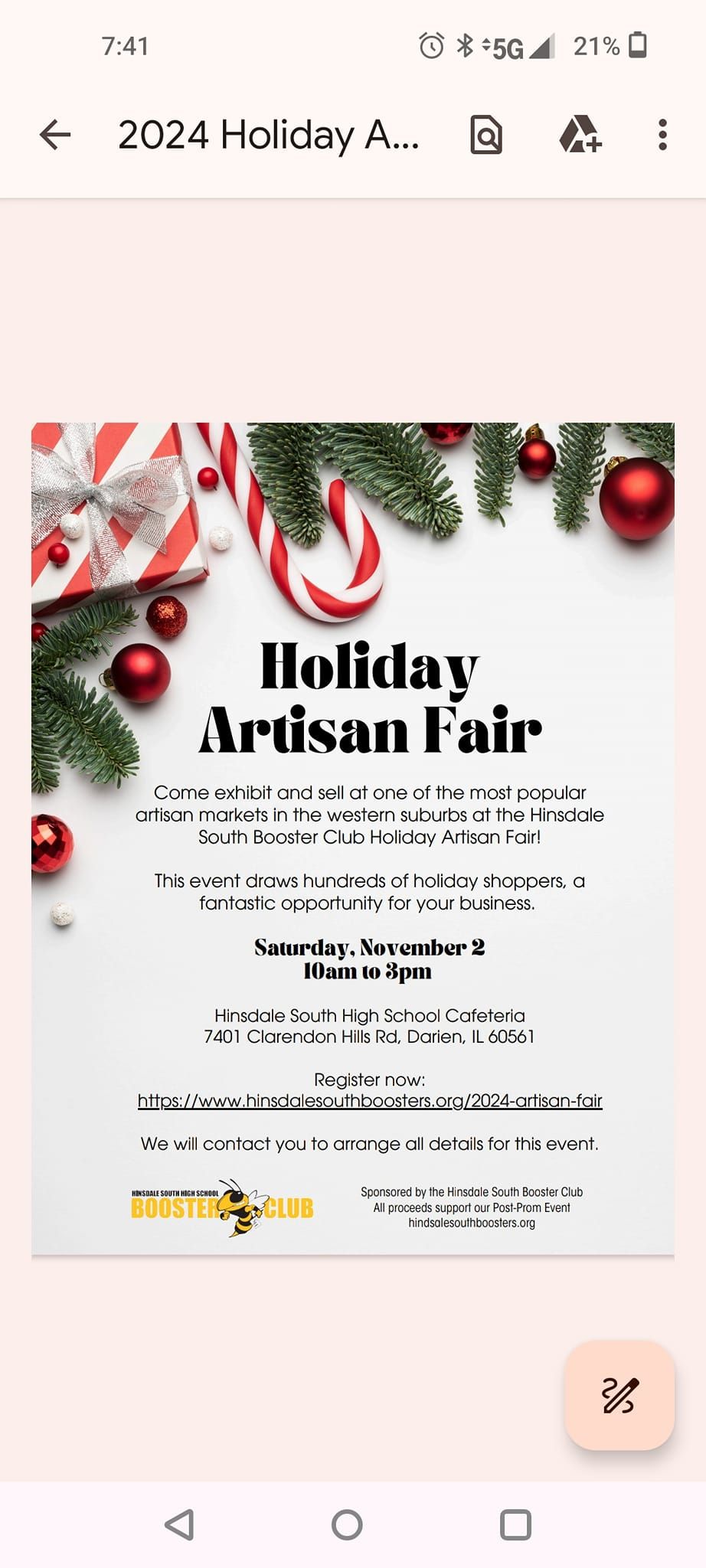 Holiday Artisan Fair Hinsdale South High School, Darien, IL