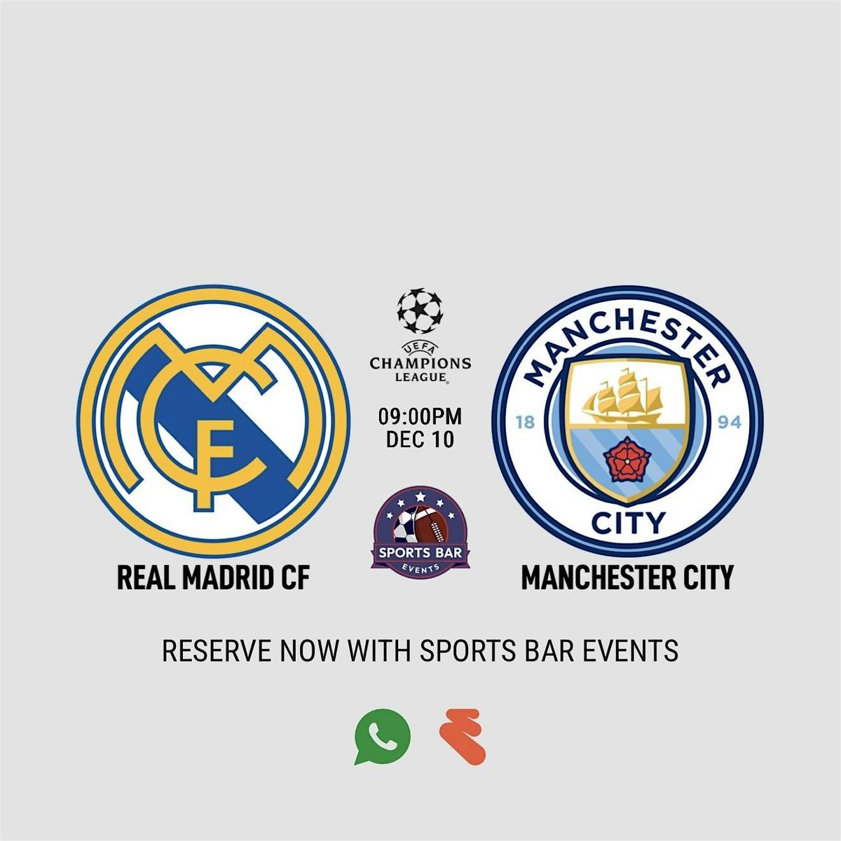 Real Madrid v Manchester City [Champions] - La Latina | Sports Pub Madrid