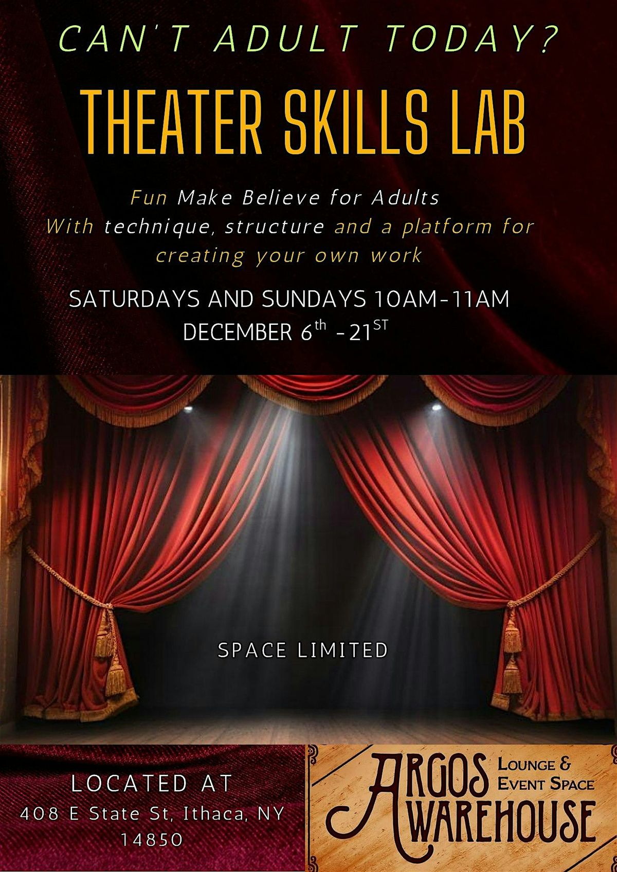 Theater Skills Lab at The Argos Warehouse for Adults