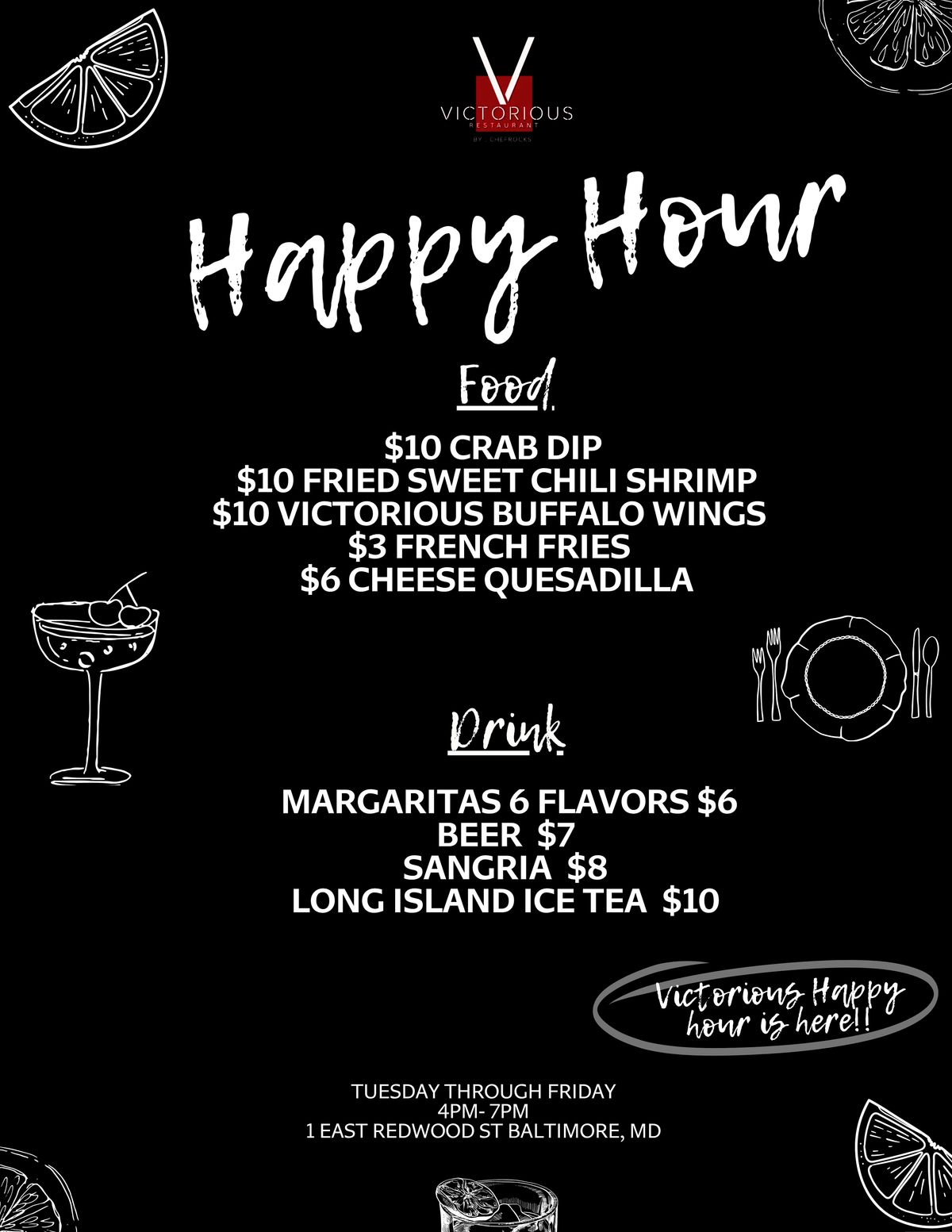 Happy Hour at Victorious Restaurant!
