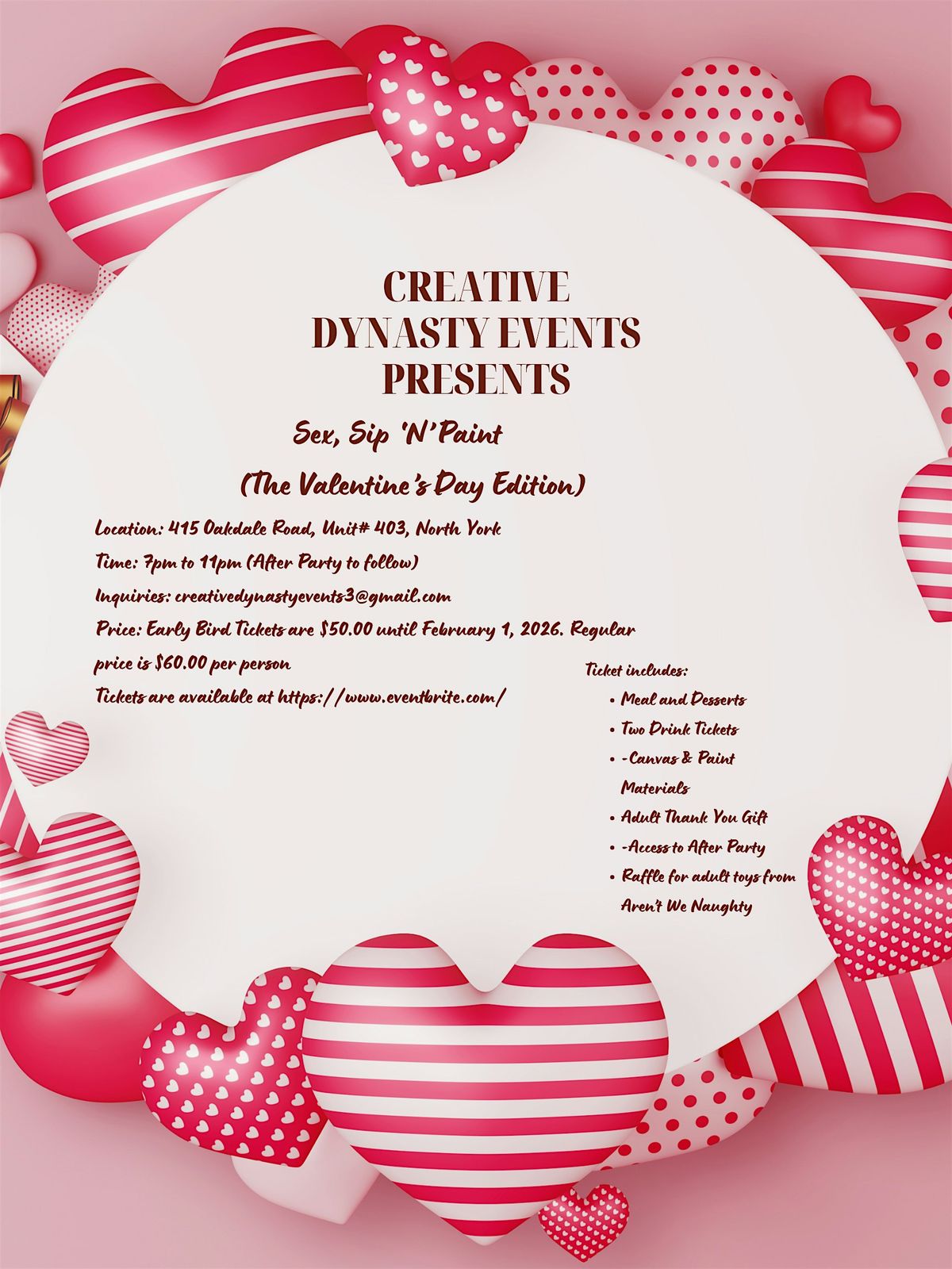 Creative Dynasty Events: Sex, Sip 'N' Paint The Valentine Day Edition
