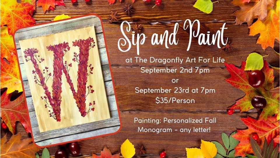 Sip and Paint! Personalized Fall Monogram Letter Painting Any Letter