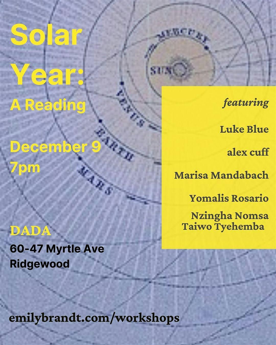 DADA Literary Caf\u00e9: Solar Year Celebration
