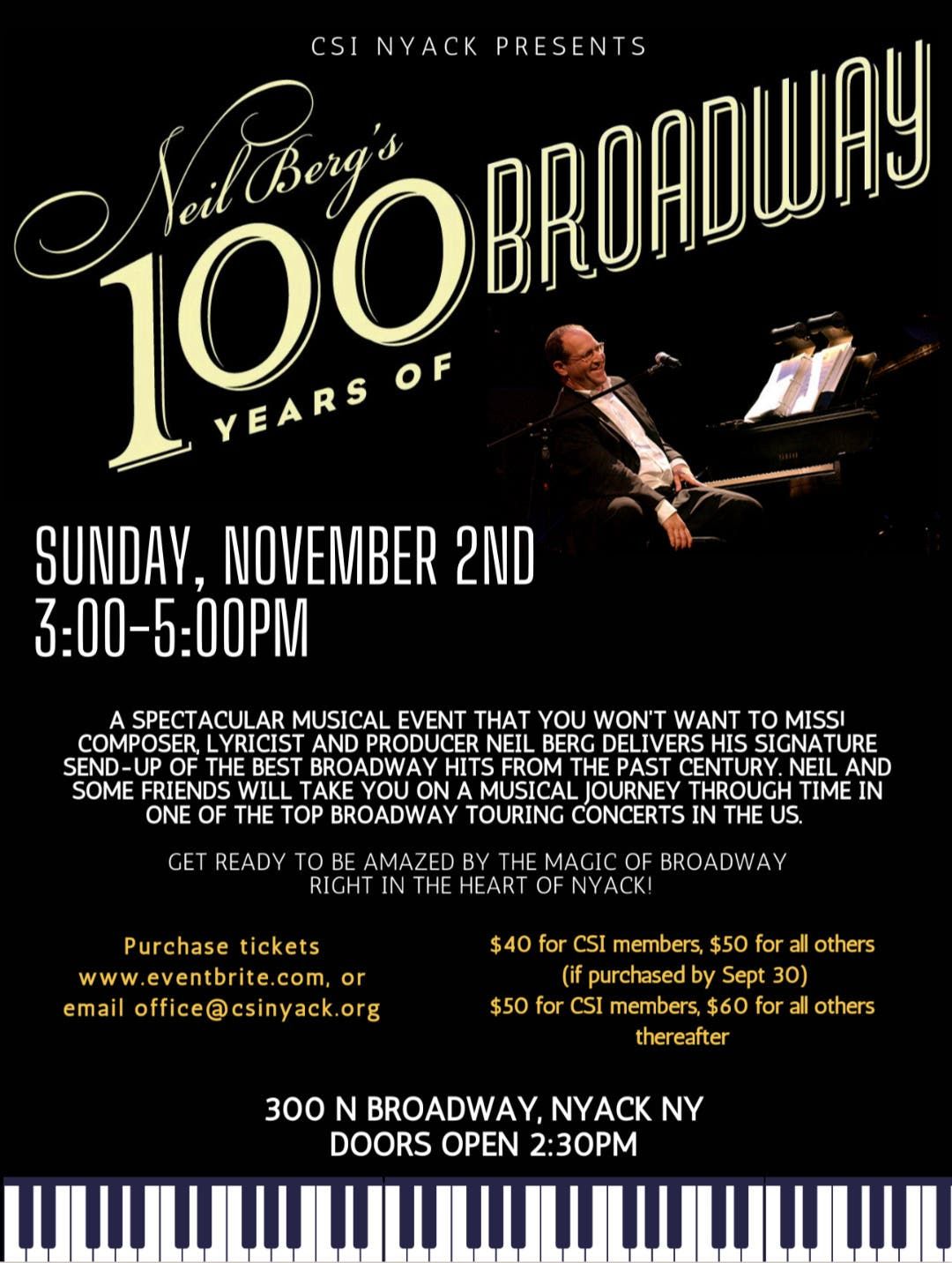 Neil Berg - 100 Years of Broadway at Valentine Theatre