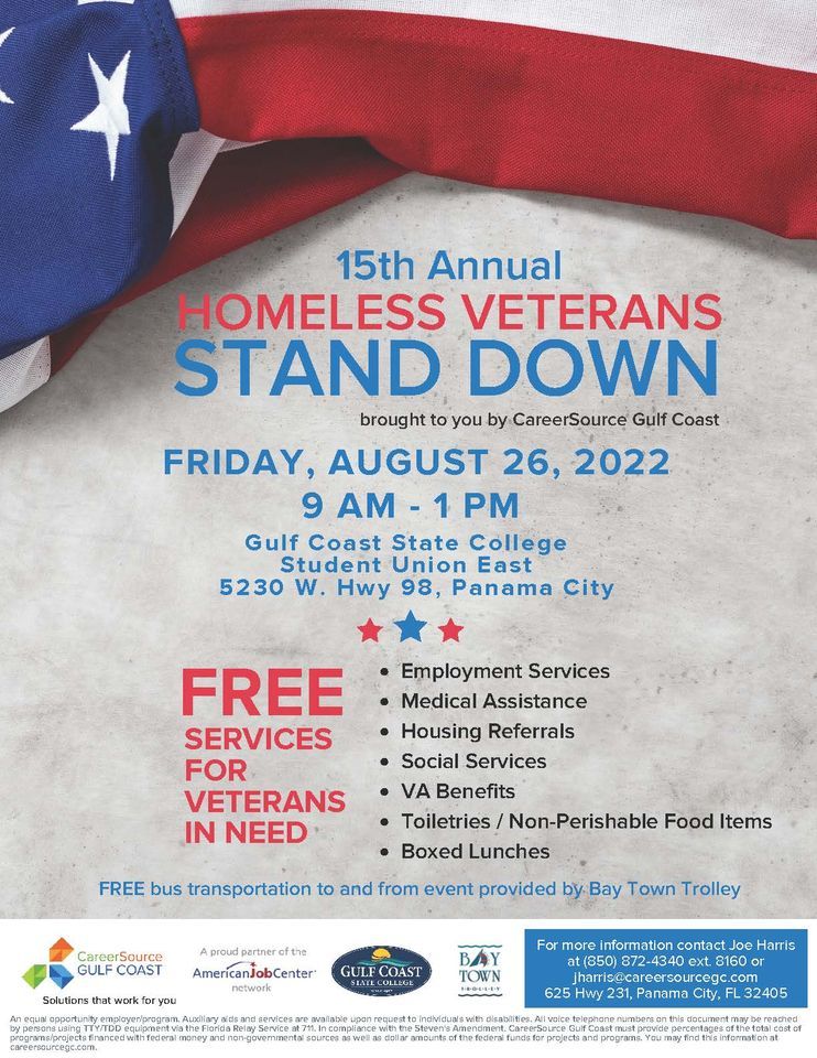 15th Annual Homeless Veterans Stand Down Gulf Coast State College