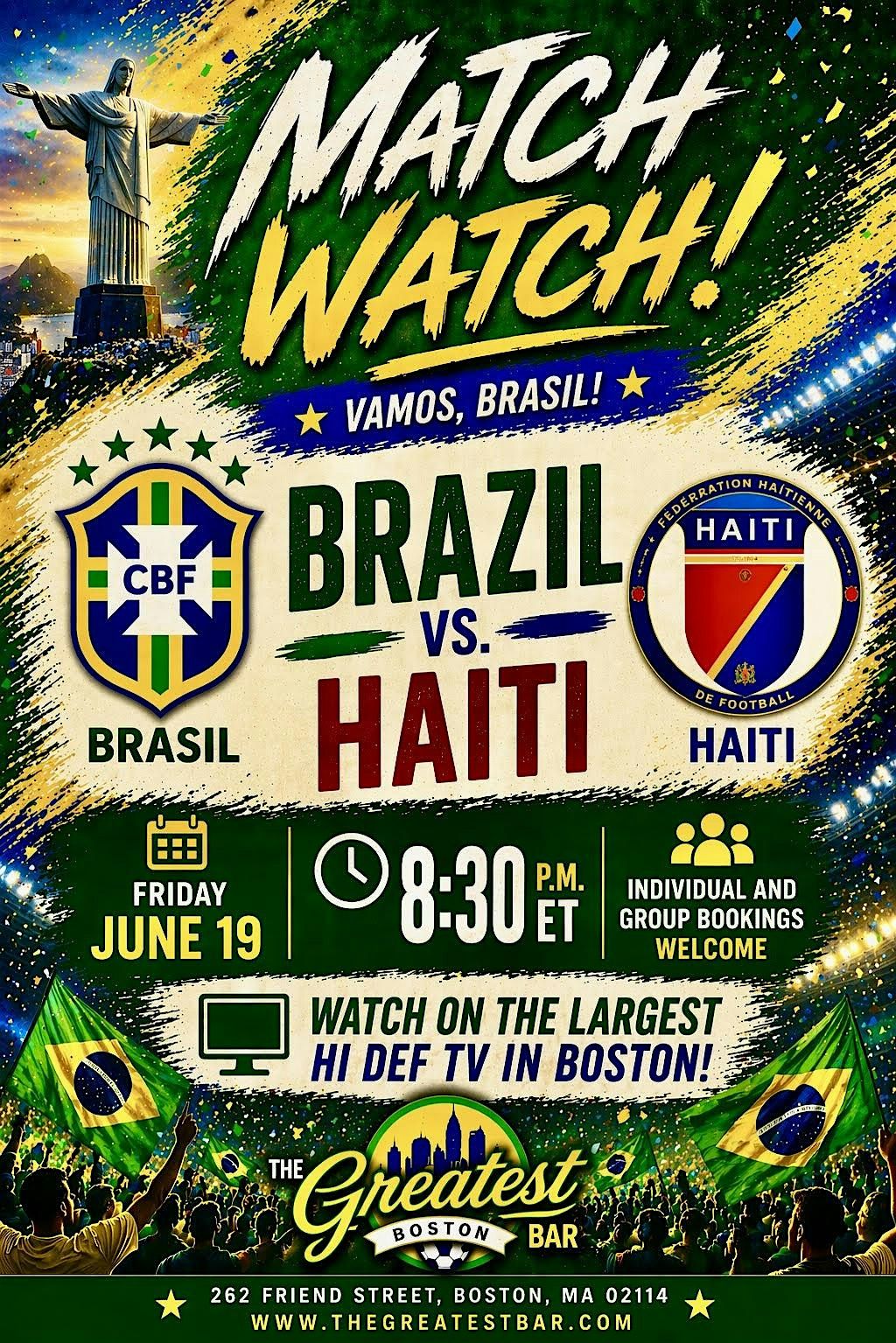 Brazil vs Haiti World Cup Watch Party at The Greatest Bar