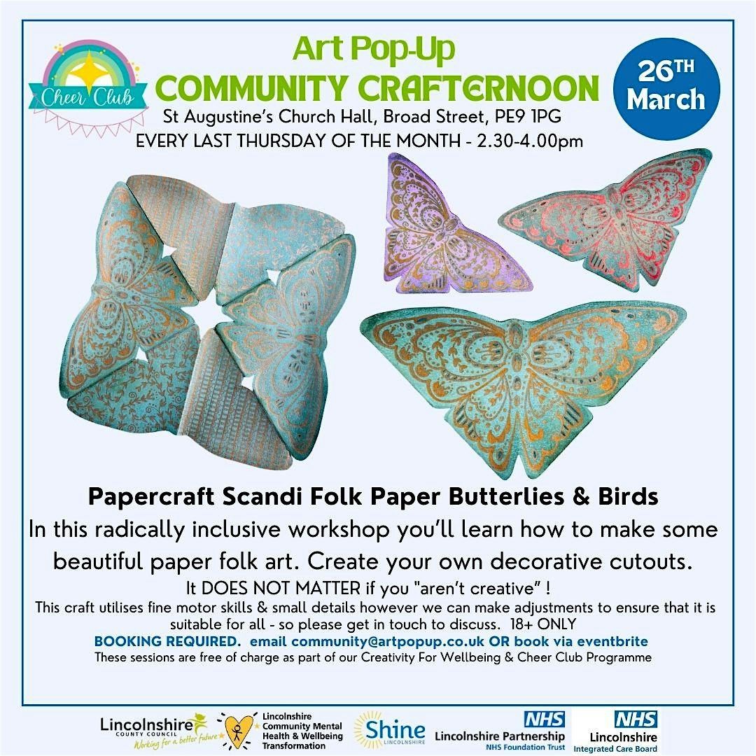 Community Crafternoon - Papercraft Scandi Folk Butterflies and birds at ...