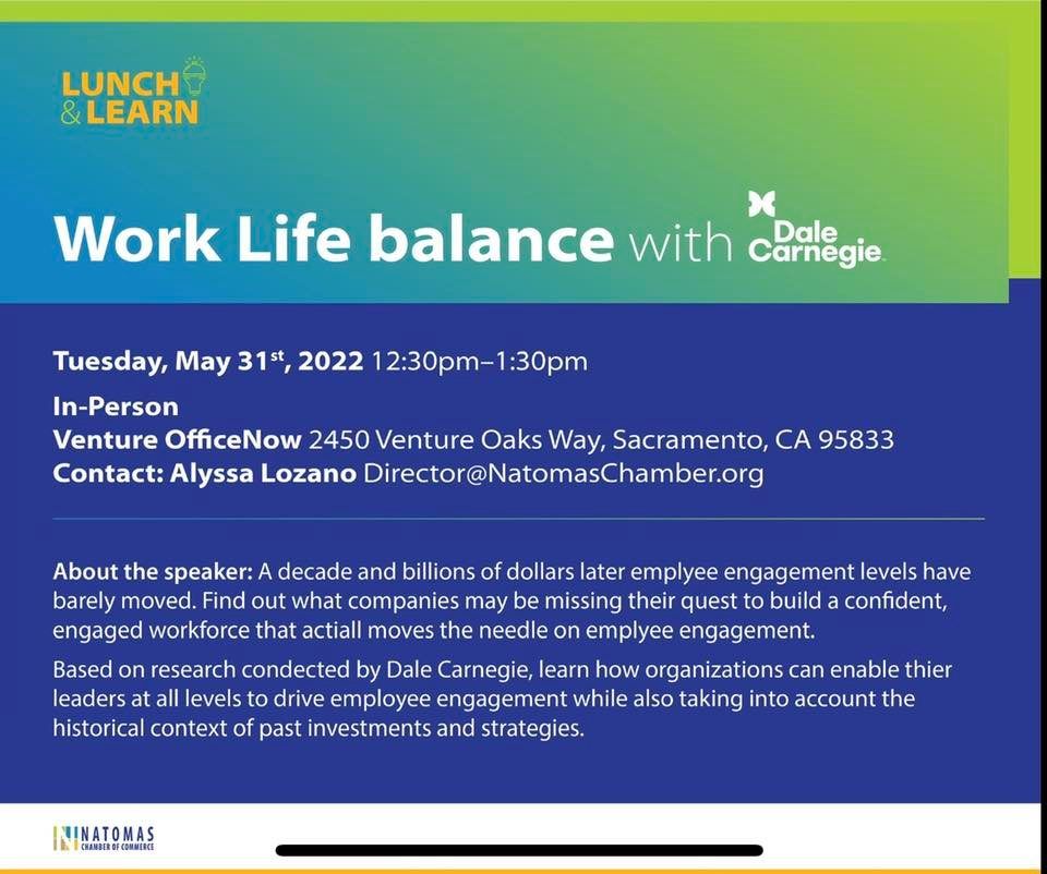 Lunch & Learn Work Life balance with Dale Carnegie at Venture OfficeNow ...