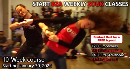 START BZA Zouk Courses (all levels) Gert & Eva - Limited spots due to Corona