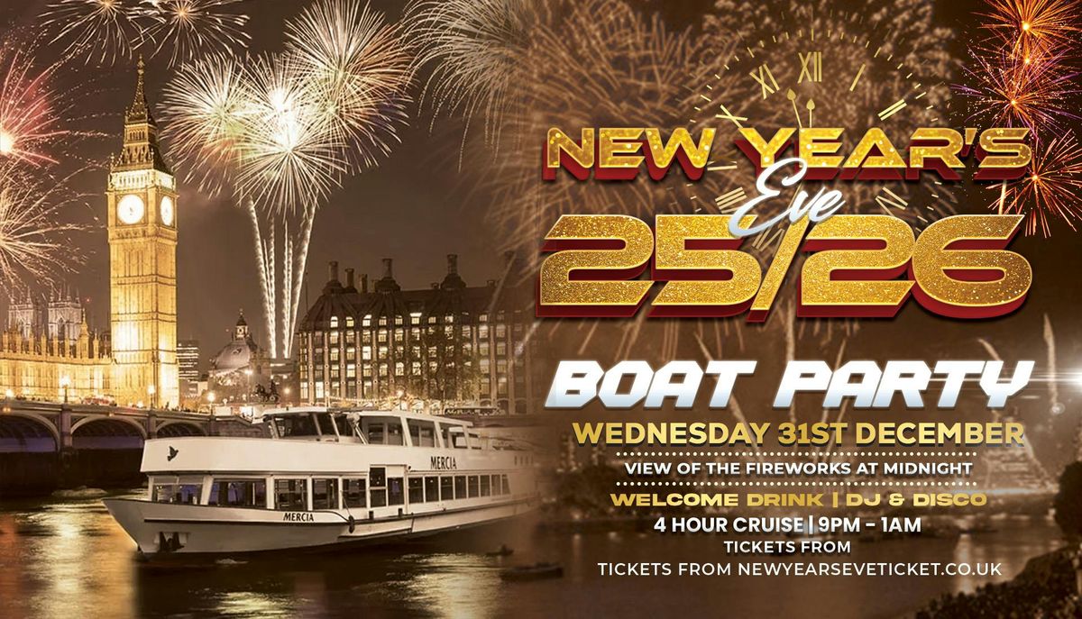 New Years Eve London 2025\/26 | Fireworks View Thames Boat Party