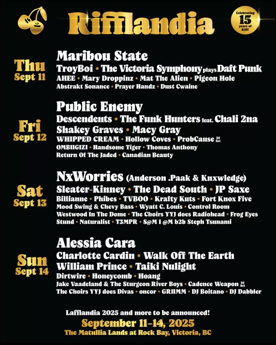 Rifflandia Festival: Maribout State Public Enemy NxWorries Alessia Cara - 4 Day Pass
