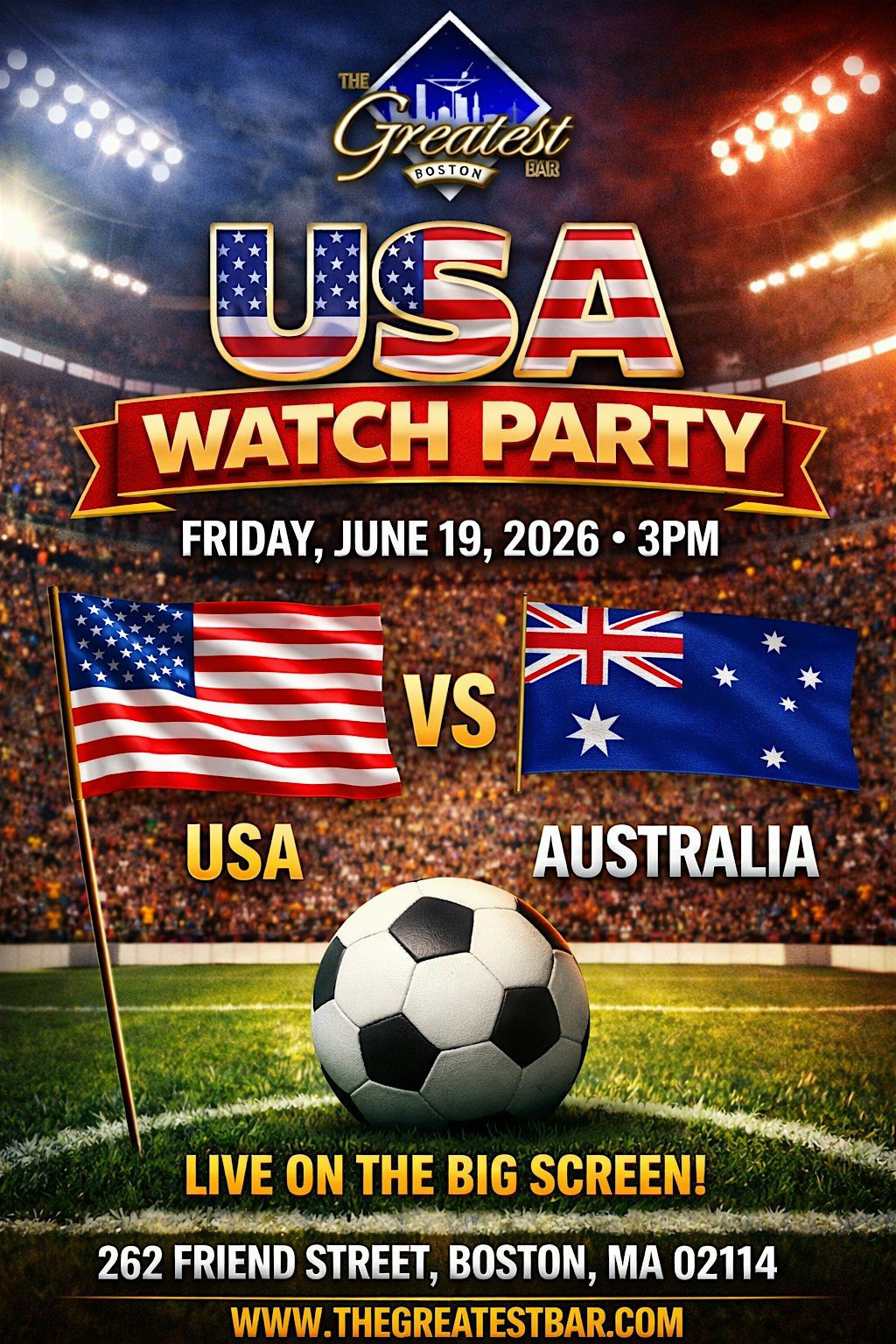 USA vs Australia World Cup Watch Party at The Greatest Bar