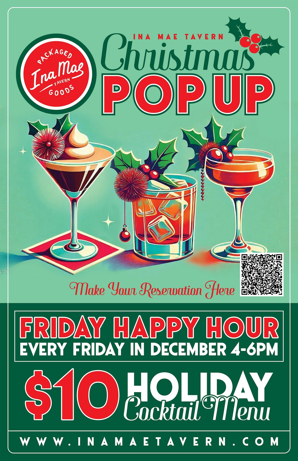 Ina Mae Tavern in Wicker Park Christmas Pop-Up Friday Happy Hour from 4-6PM