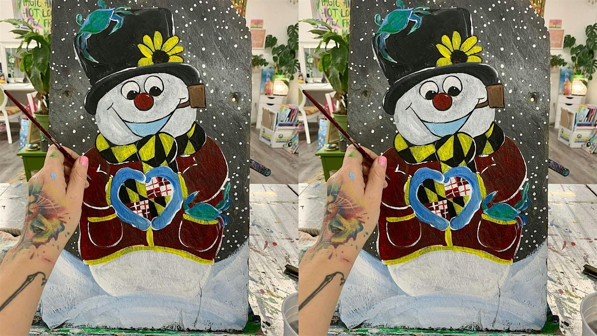 MD Snowman! Glen Burnie, Bubba\u2019s 33 with Artist Katie Detrich!