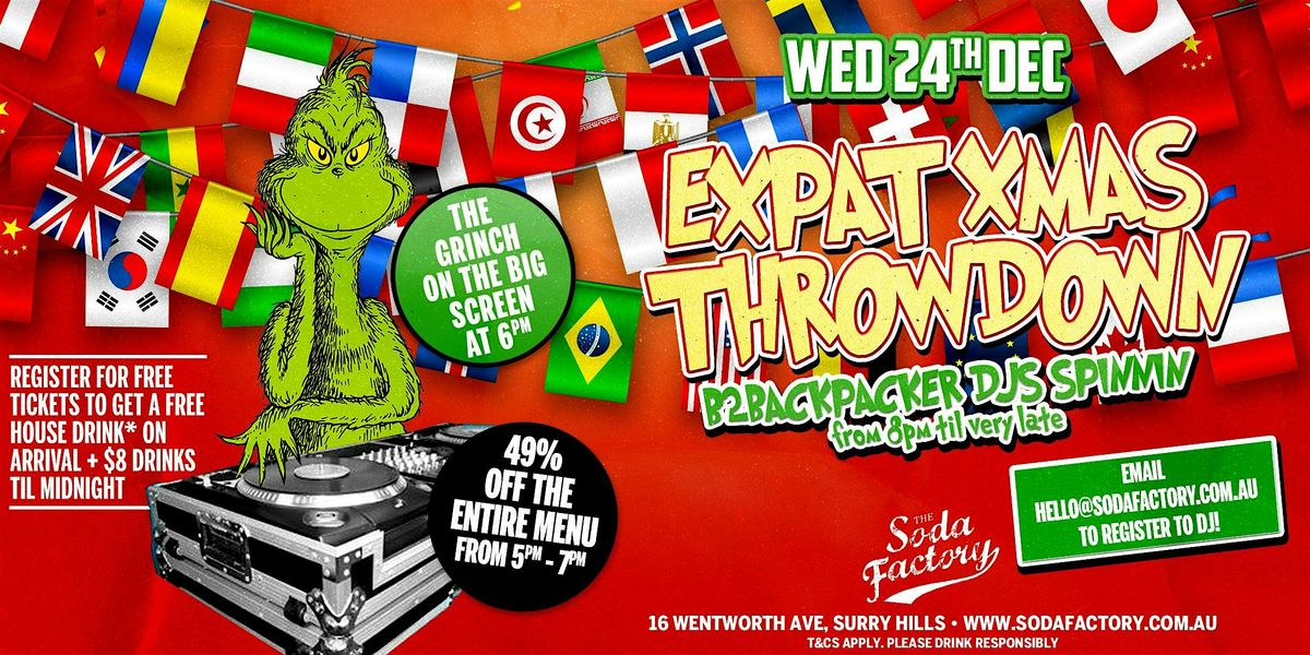 FREE DRINK + $8 DRINKS TIL MIDNIGHT - Expat Xmas Throwdown